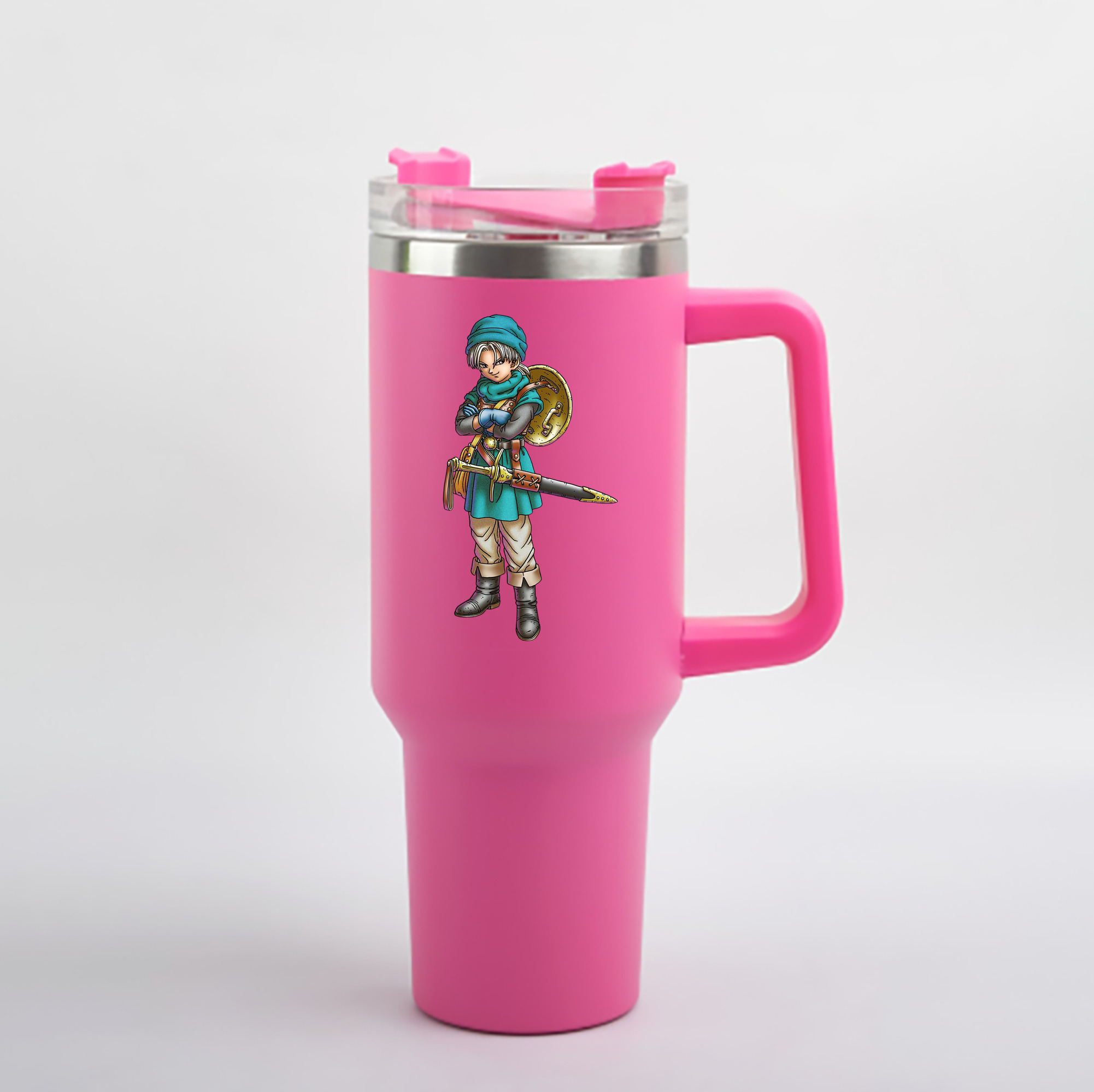 （画像用） ドラゴンクエスト Doragon Kuesuto Dragon Quest 1200mL車用タンブラー - クリスタルステッカー（プラスチックストロー付き）